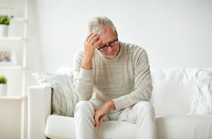health, pain, stress, old age and people concept - senior man su